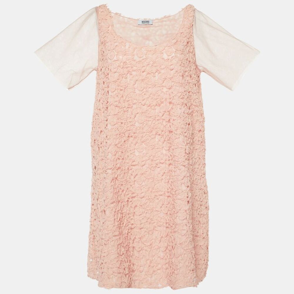 Moschino Cheap And Chic Pink Floral Applique Detail Shift Dress M